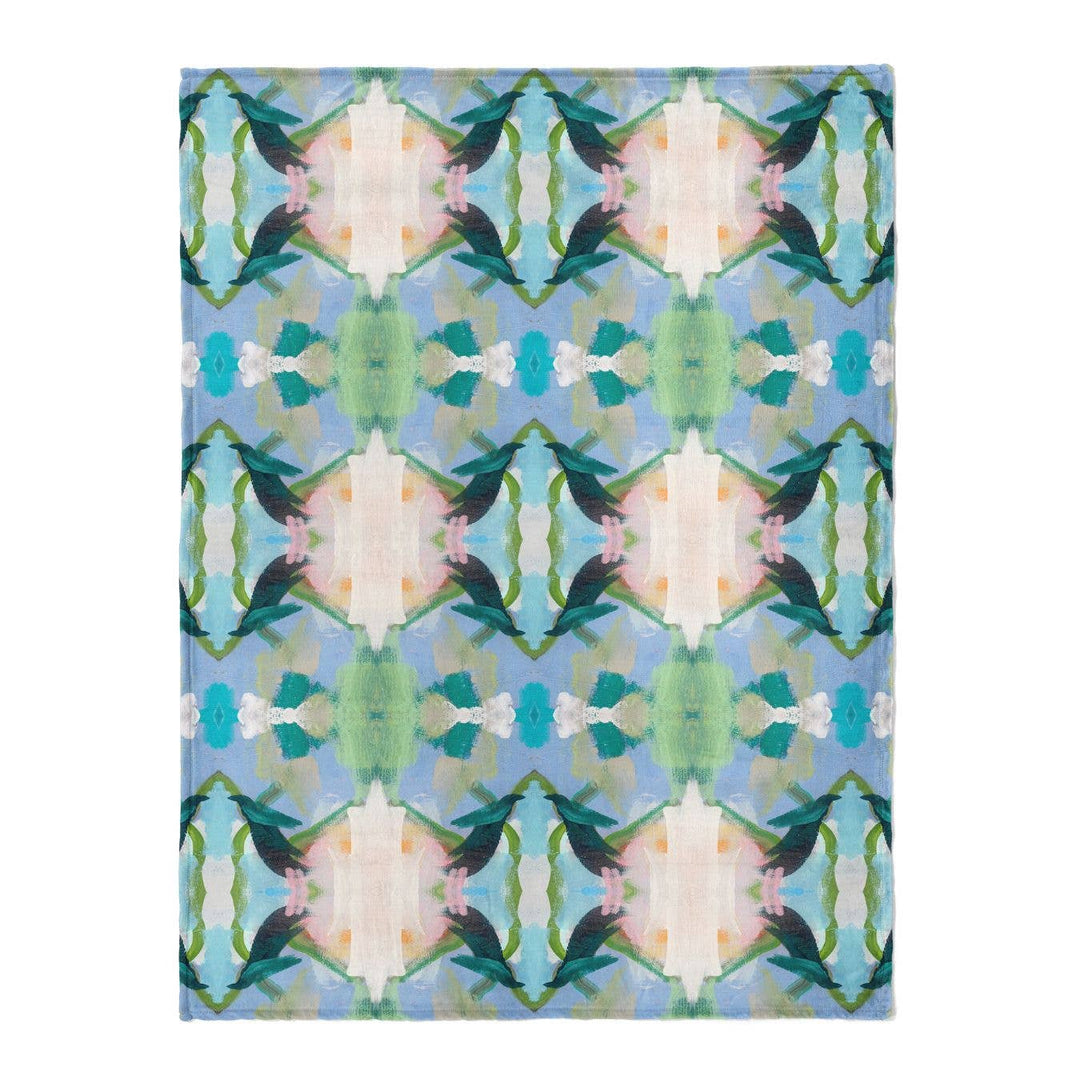 Laura Park Designs Island House fleece blanket, soft and cozy home textile with island-inspired pattern and warm fabric.