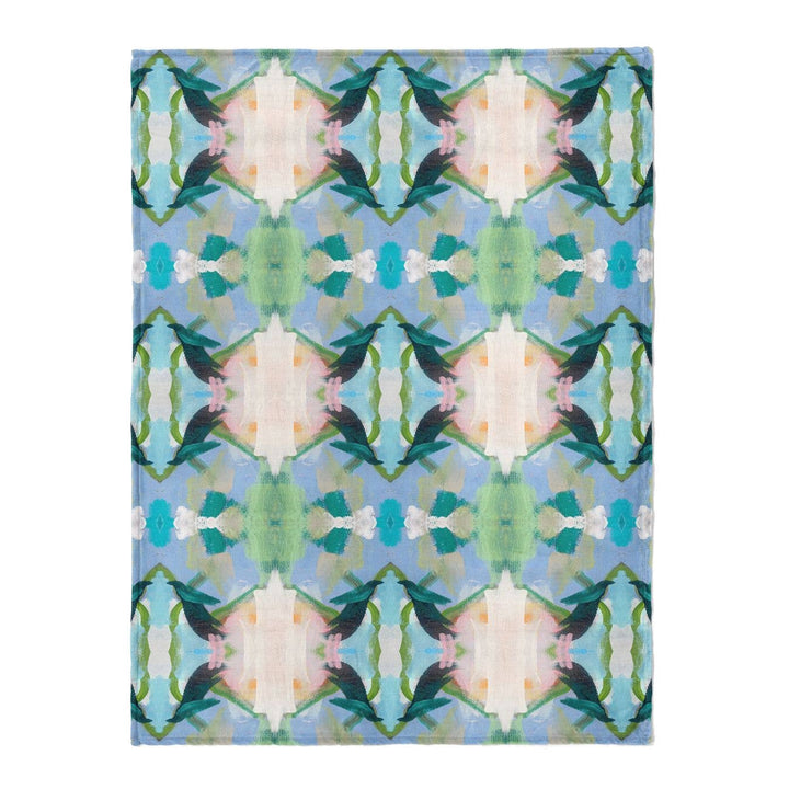 Laura Park Designs Island House fleece blanket, soft and cozy home textile with island-inspired pattern and warm fabric.
