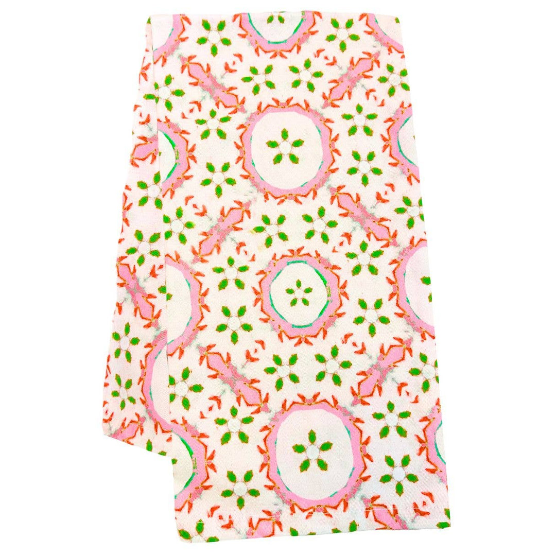 Laura Park Designs Rosie Tea Towel featuring a floral pattern, perfect for kitchen decor and home use.