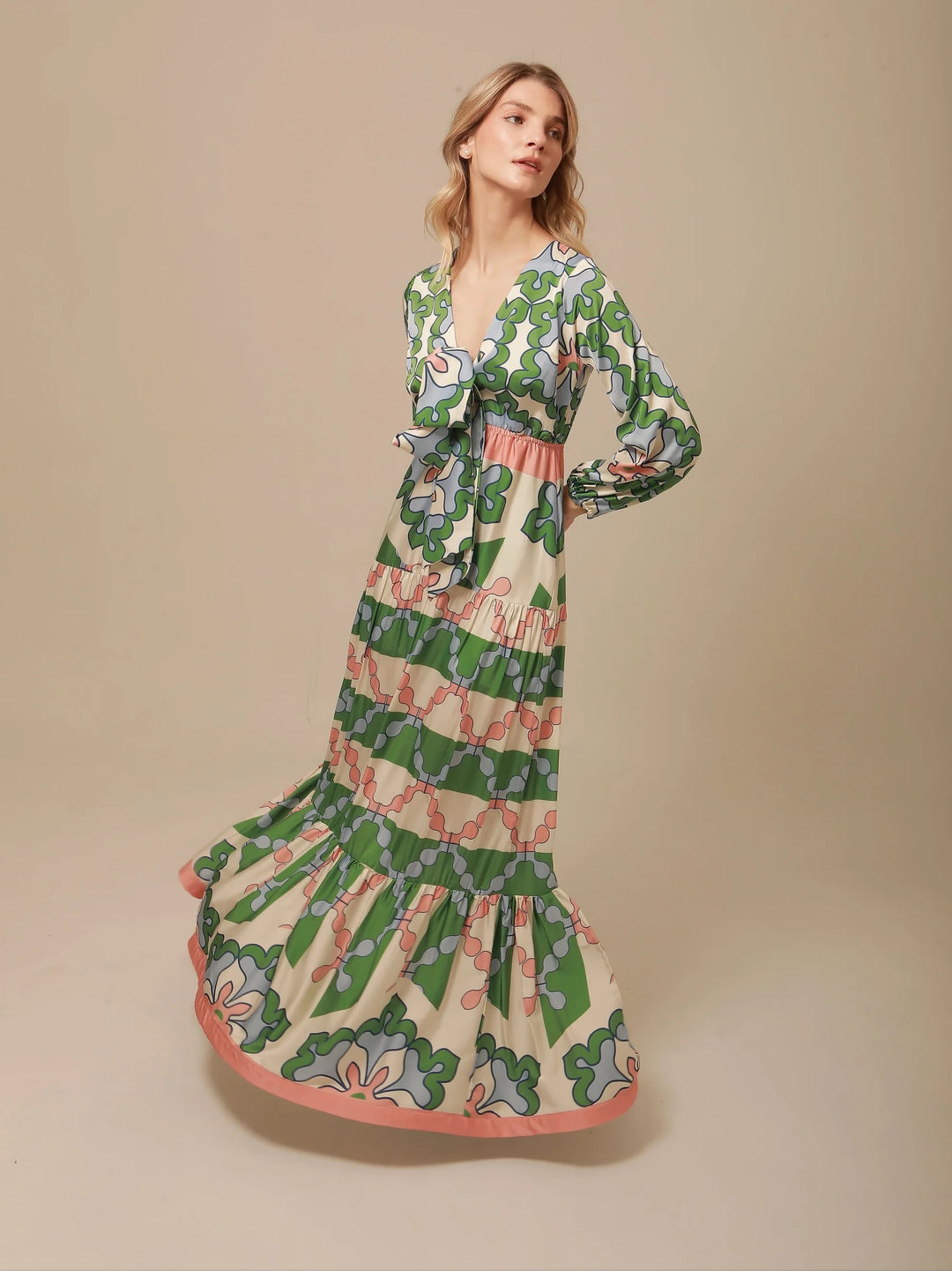 Floral Eva Maxi Dress by Lavi by Majolavi featuring a colorful floral pattern and flowing fabric, full-length dress displayed.