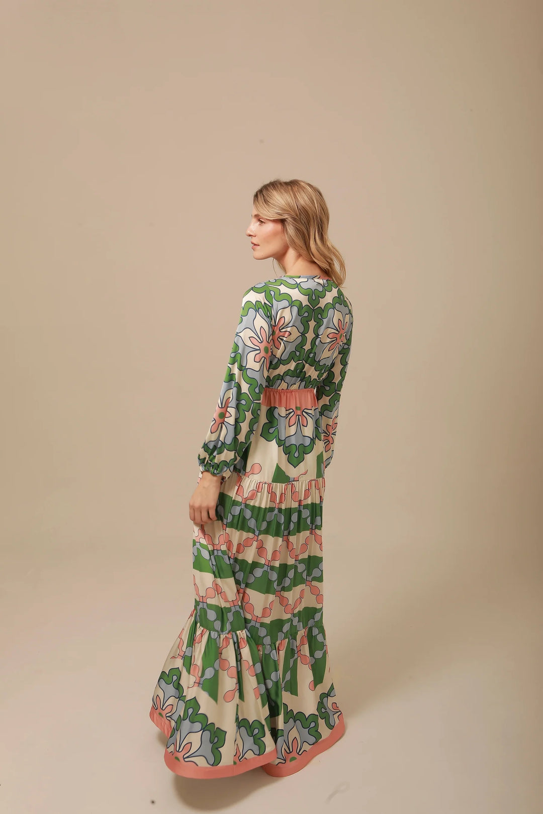 Floral Eva Maxi Dress by Lavi by Majolavi featuring a flowing silhouette and vibrant floral print, shown on a model.