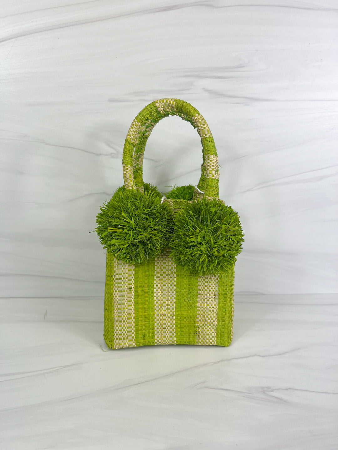 Lemon Cabana straw mini bag, accessories with woven straw texture and small handle, perfect for casual outings.
