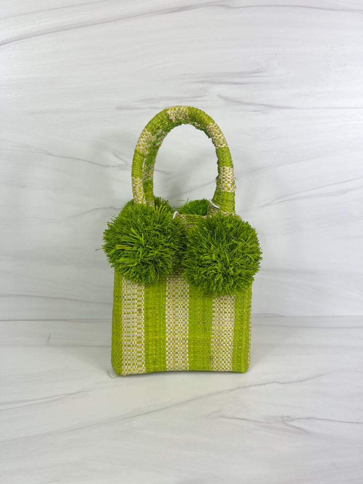 Lemon Cabana straw mini bag, accessories with woven straw texture and small handle, perfect for casual outings.