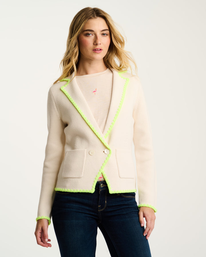 Lisa Todd International Stitchy Mix Blazer, natural-colored top with a tailored fit and stylish design.