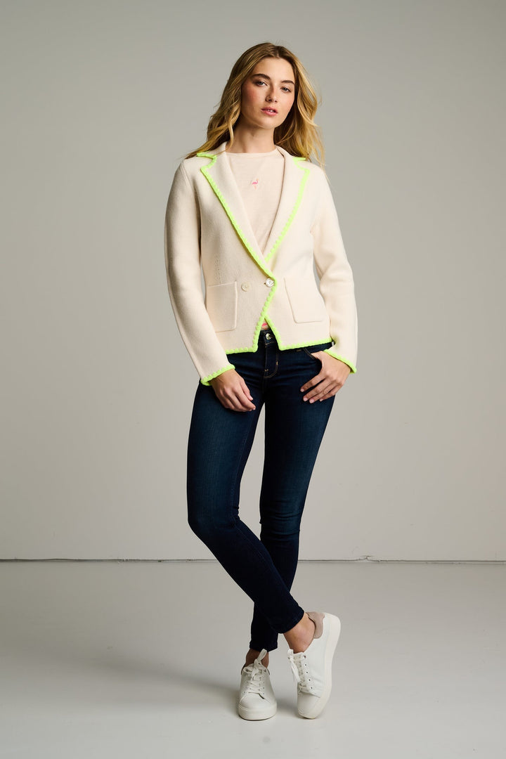 Lisa Todd International Stitchy Mix Blazer, stylish tops featuring a textured stitch pattern and tailored fit.