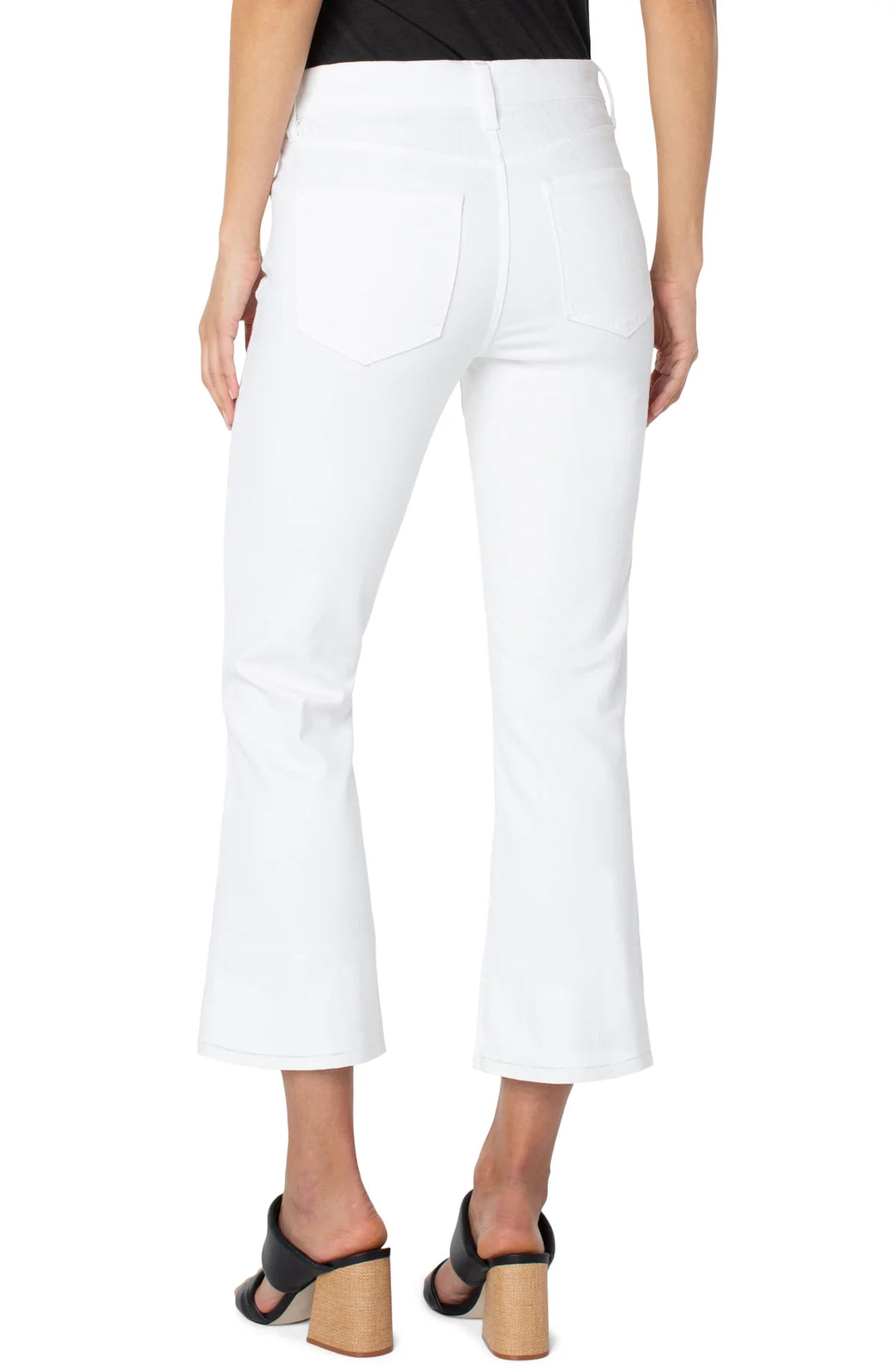 Liverpool Jeans Gia Crop Flare Jean bottoms, showing high-rise cropped flare design with classic denim wash and stitching details.