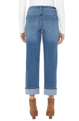 Liverpool Marley 27/30-inch cuffed jean bottoms with a classic denim look, featuring rolled cuffs and a relaxed fit.