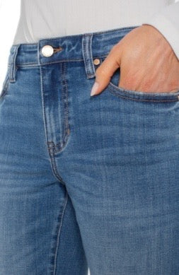 Liverpool Jeans Marley 27/30-inch cuffed jean bottoms with distressed denim and rolled cuffs, displayed on a neutral background.