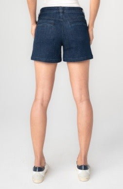 Vintage Liverpool Jeans 4.5-inch flap pocket shorts showing front view with distressed denim and casual style.