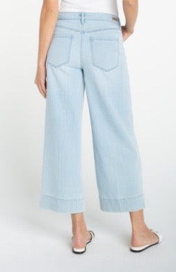 Liverpool Jeans Stripe 25-inch side embroidered denim bottoms with stylish side embroidery and classic fit.