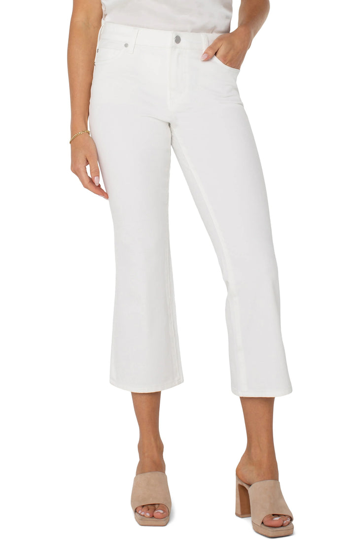 Liverpool Jeans Hannah Crop 25.5 Flare Jean, stylish denim bottoms with a cropped flare leg and classic blue wash.