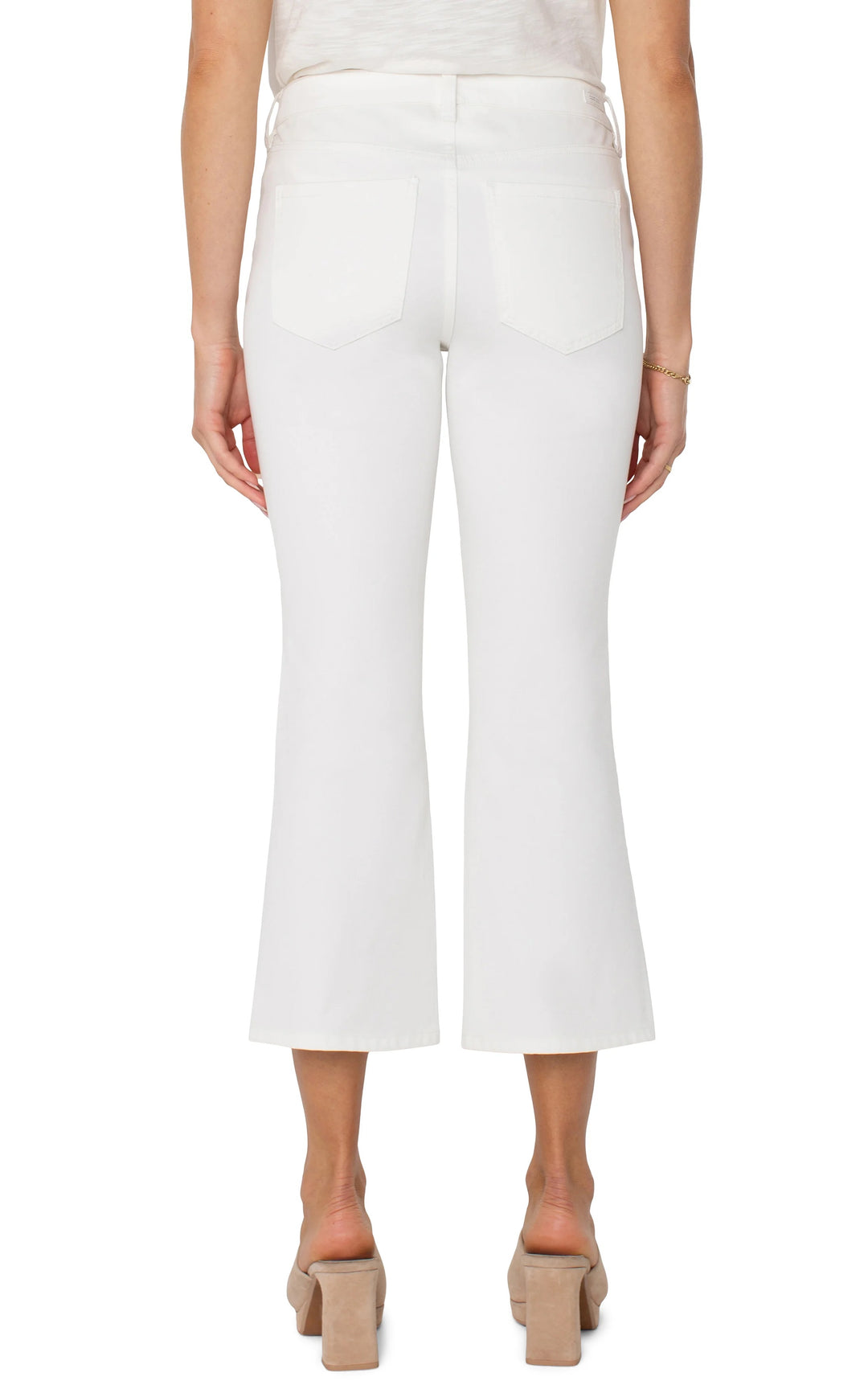 Liverpool Jeans Hannah Crop 25.5 Flare Jean in denim, showcasing high-rise fit, cropped length, and stylish flare silhouette.