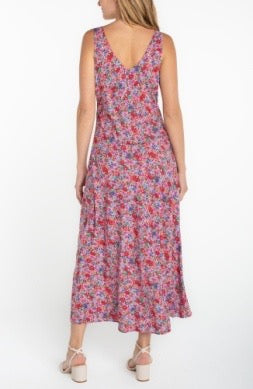 Liverpool Jeans sleeveless ruffle maxi dress with flowing fabric and tiered ruffle details, perfect for summer occasions.