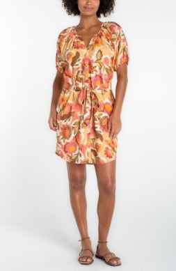 Multicolor floral dress from Liverpool Jeans featuring short sleeves and a flowing design, perfect for casual wear.