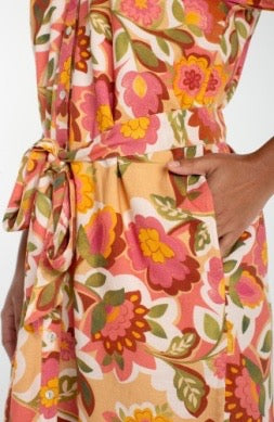 Short multicolor floral dress by Liverpool Jeans, featuring a vibrant floral pattern and lightweight fabric, perfect for warm weather.