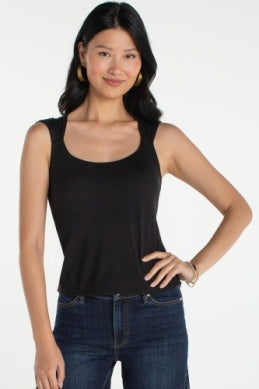 Sleeveless top with built-in bra from Liverpool Jeans, shown in a neutral color, styled casually for everyday wear.