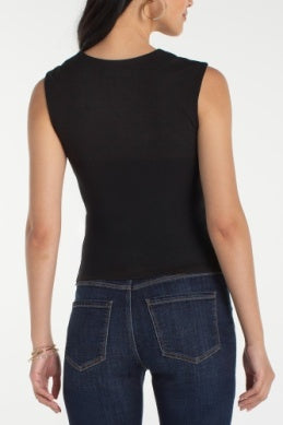 Liverpool Jeans sleeveless top with built-in bra, featuring a fitted style and sleeveless design, perfect for casual wear.