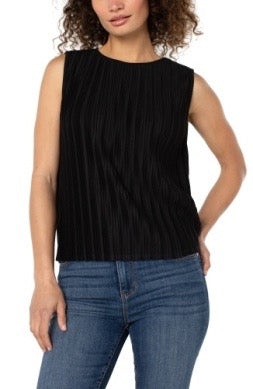 Liverpool Jeans pleated sleeveless top with a flowy design and lightweight fabric, perfect for casual or dressy outfits.