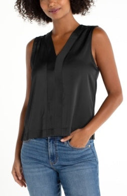 Sleeveless mixed media top from Liverpool Jeans, featuring a stylish combination of fabrics and a modern, sleeveless design.