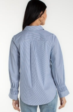 Adjustable sleeve blouse from Liverpool Jeans, stylish women’s tops with versatile sleeve length and classic design.
