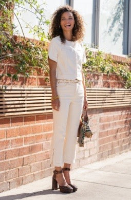 Liverpool Jeans short sleeve cropped jacket, stylish tops with a fitted design, shown in a light-colored fabric.