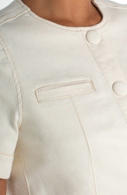 Liverpool Jeans short sleeve cropped jacket, stylish tops with a fitted design and versatile look, shown in the image.