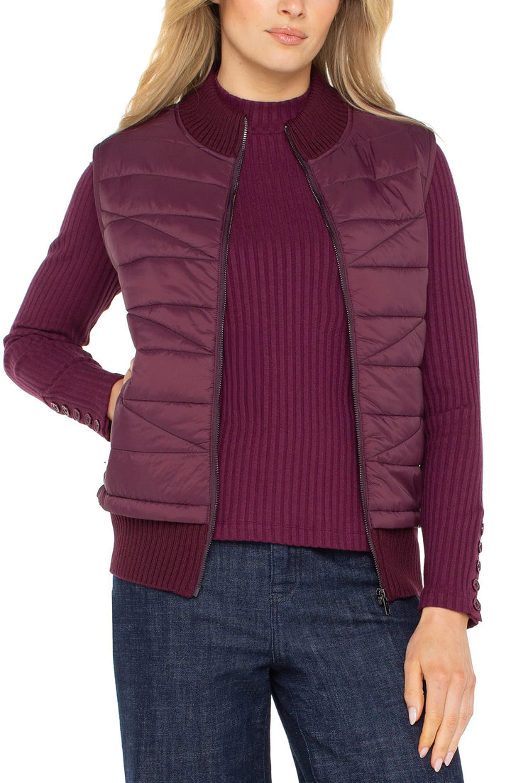 Liverpool Jeans front quilted vest, stylish tops with a padded, quilted design, perfect for layering and casual wear.