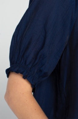 Liverpool Jeans short sleeve half-placket top, casual tops with a relaxed fit and stylish design, shown in the image.