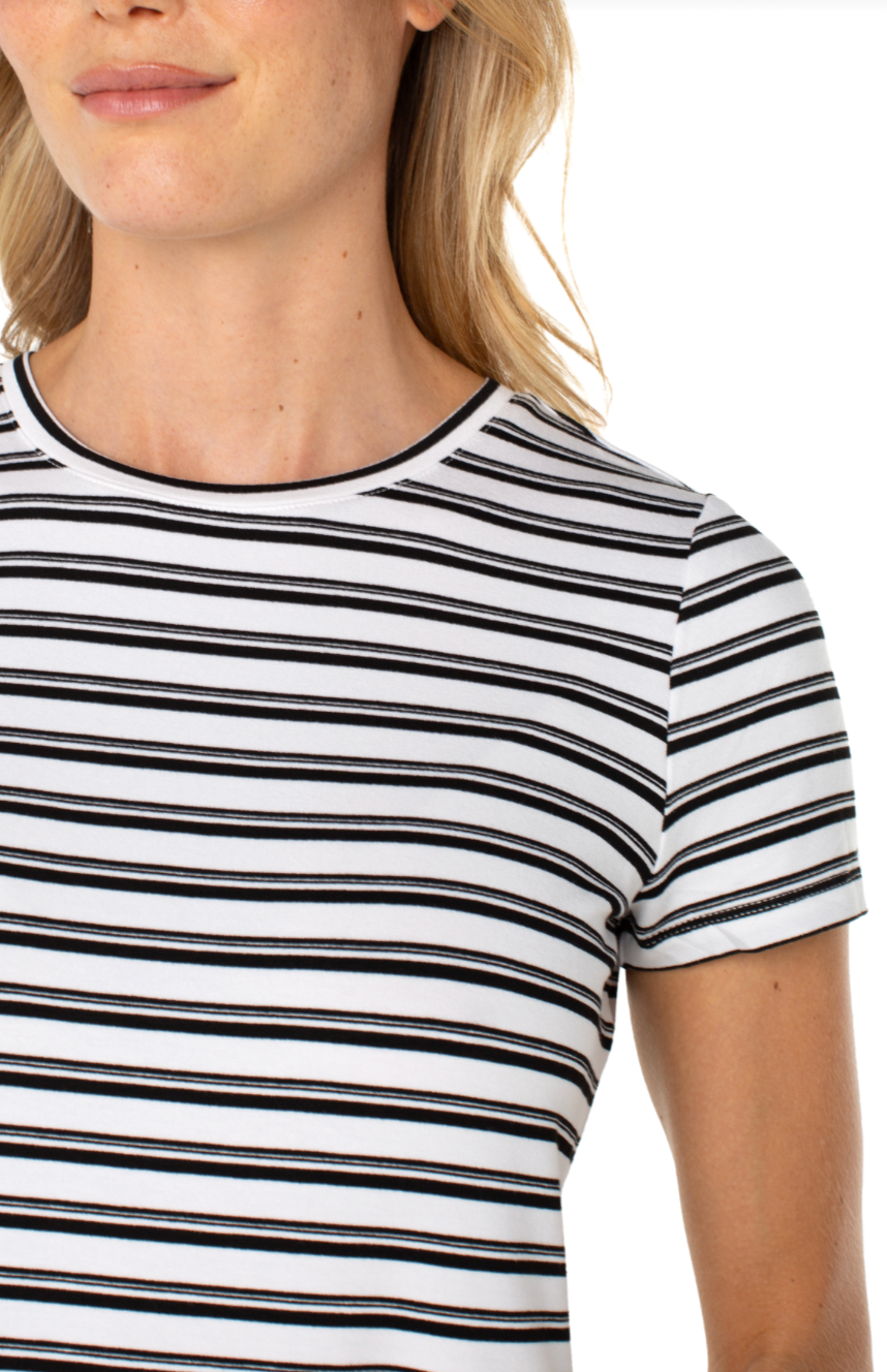 Slim fit stripe tee from Liverpool Jeans, featuring a classic pattern and casual style, shown on a model.