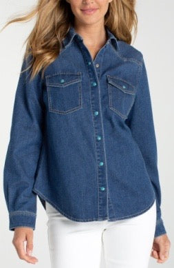 Western Slim Shirt from Liverpool Jeans, a stylish women's top featuring a tailored fit and classic Western design details.