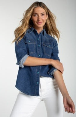 Western Slim Shirt from Liverpool Jeans, stylish women's tops featuring a fitted design and classic Western-inspired details.