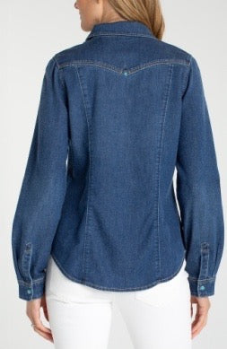 Western slim shirt from Liverpool Jeans, stylish tops featuring a classic design and tailored fit, displayed on a hanger.