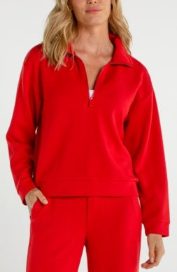 Liverpool Jeans half zip popover top, casual women's tops featuring a relaxed fit and stylish design, shown in the image.