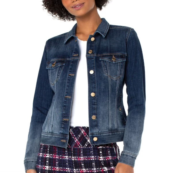 Light blue Liverpool Jeans classic jean jacket with button closure and chest pockets, displayed on a plain background.