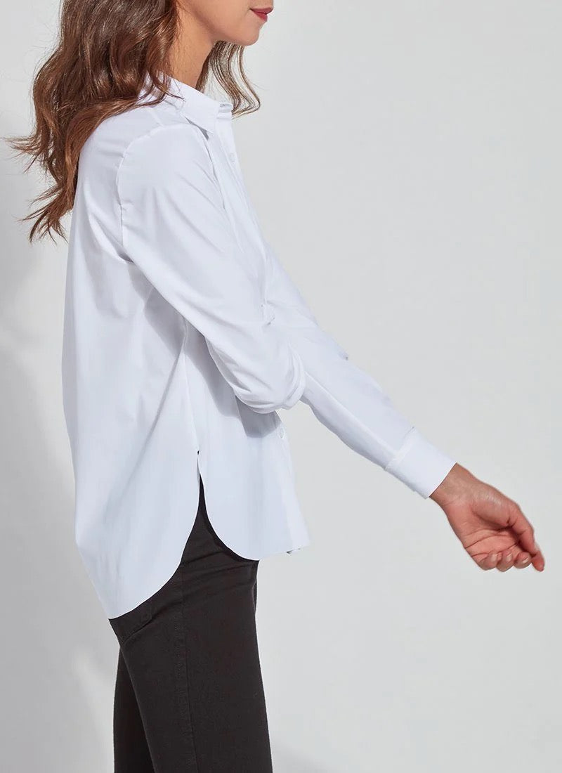 Lysse Connie Slim Button Blouse in black, stylish blouse with slim fit, long sleeves, and button-front design.