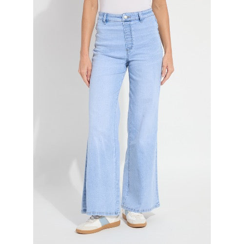 Lysse Iris 30.5-inch wide-leg jeans, stylish denim bottoms with a relaxed fit, shown on a model.