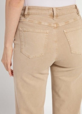 Lysse Iris 30.5-inch wide-leg jean bottoms with classic denim style and relaxed fit, shown in a light blue wash.