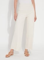 Lysse Erin high-waist wide-leg bottoms in black fabric, showing the relaxed fit and wide leg design.
