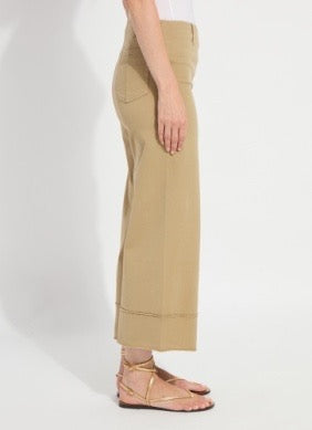 Lysse Margo 26-inch crop jean bottoms with a high-waisted fit and classic denim wash, shown on a model.