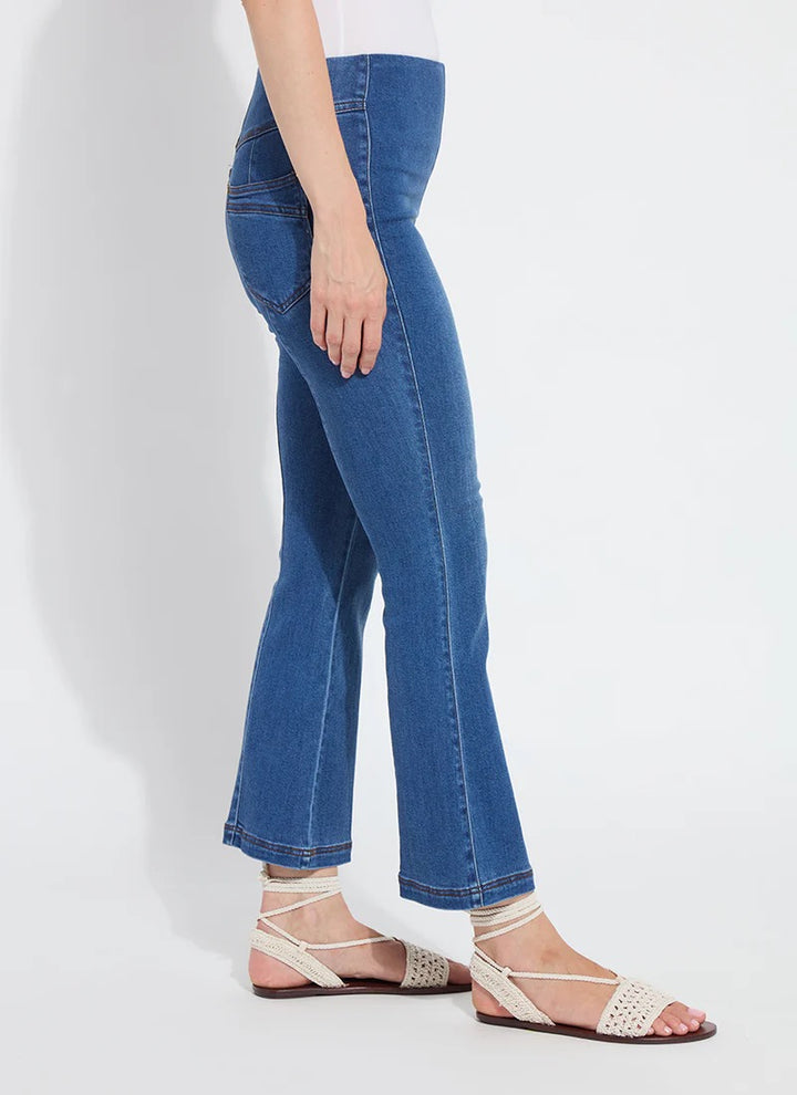 Lysse seamed stretch flare jean showcasing fitted waist, seamed details, and flared leg style for stylish casual wear.