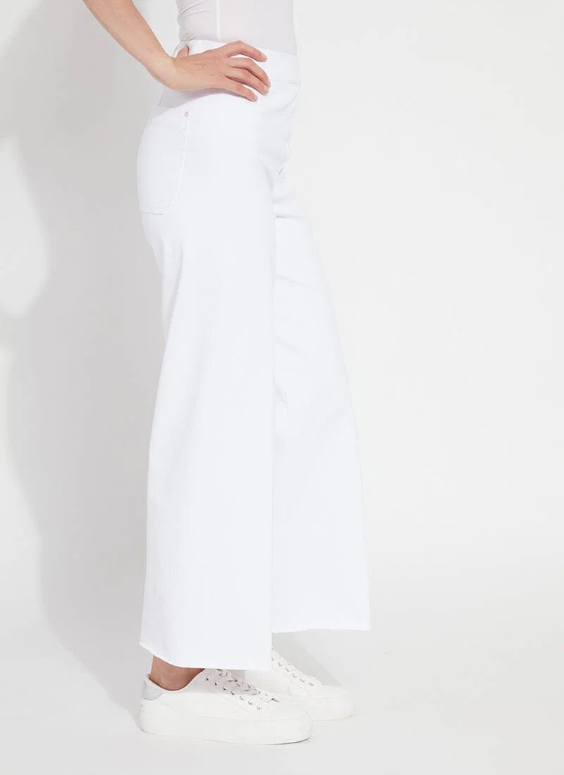Lysse Erin high-waist wide-leg pant in a neutral fabric, shown laid flat, highlighting the relaxed fit and stylish design.