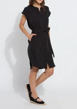 Lysse Blakely pull-on dress in a sleek, fitted style with long sleeves and a round neckline, displayed on a mannequin.