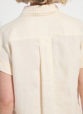 Lysse Althea Collar Linen Shirt featuring a relaxed fit, button front, and collar detail, perfect for casual or office wear.