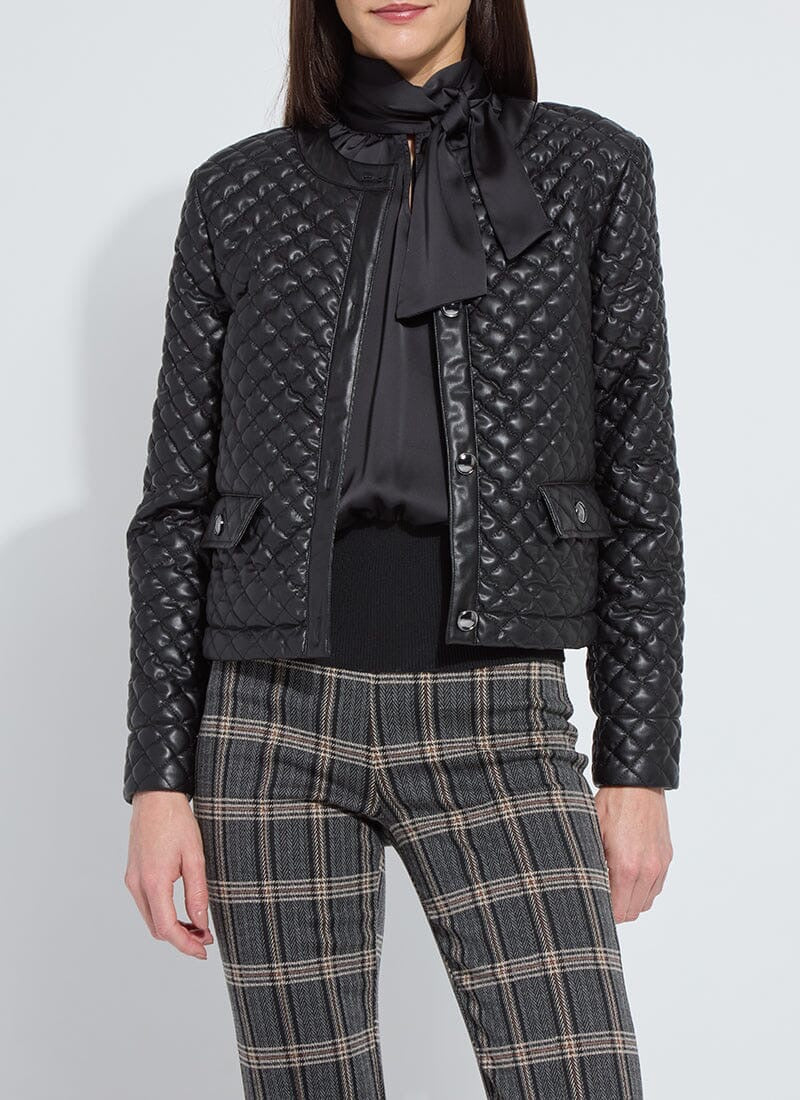 Lysse Aurelle quilted vegan jacket top with a stylish, padded design and a sleek, modern look.