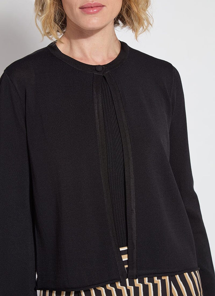 Lysse Allegra Duster top in soft fabric, shown in a relaxed fit with long sleeves and open front, on a neutral background.