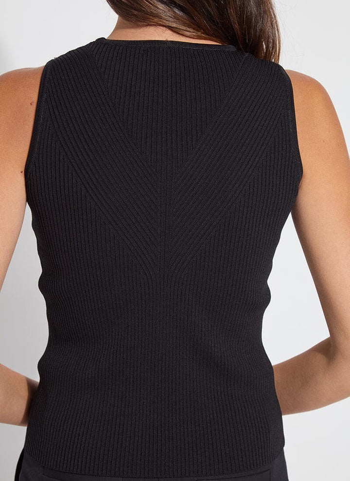 Lysse Allegra ribbed tank top in a fitted design, featuring a sleeveless style with a scoop neckline and ribbed fabric.
