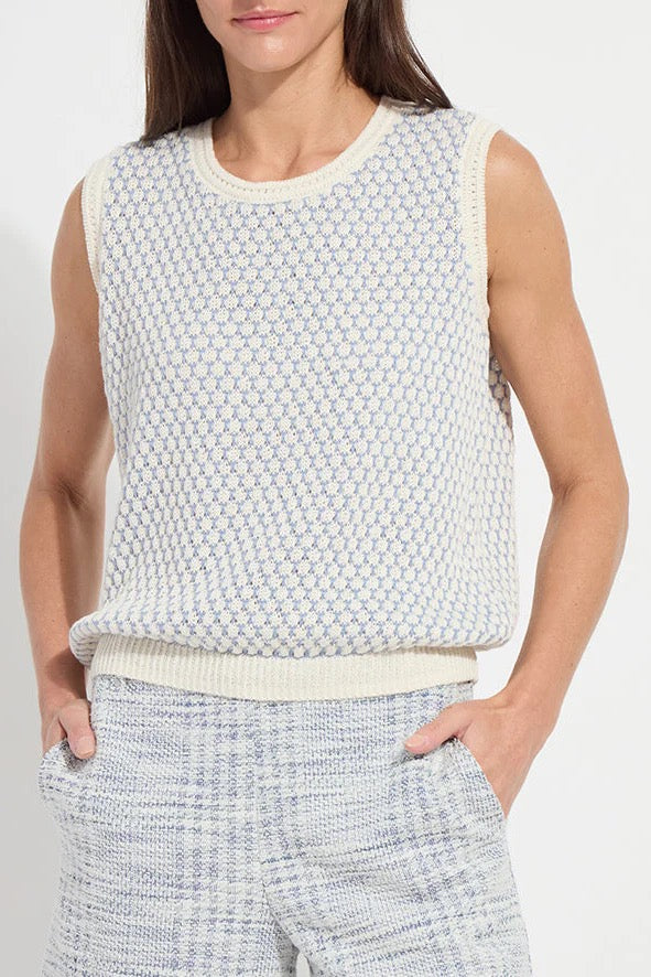 Lysse Claire Mesh Sweater Shell, lightweight tops with a breathable mesh design, perfect for layered casual or dressy outfits.