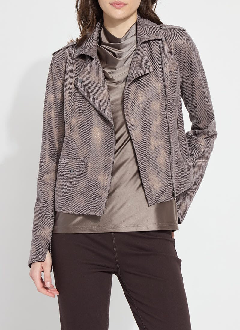 Lysse Amelia Moto Jacket in black, stylish tops with a fitted design, zipper details, and classic moto-inspired look.