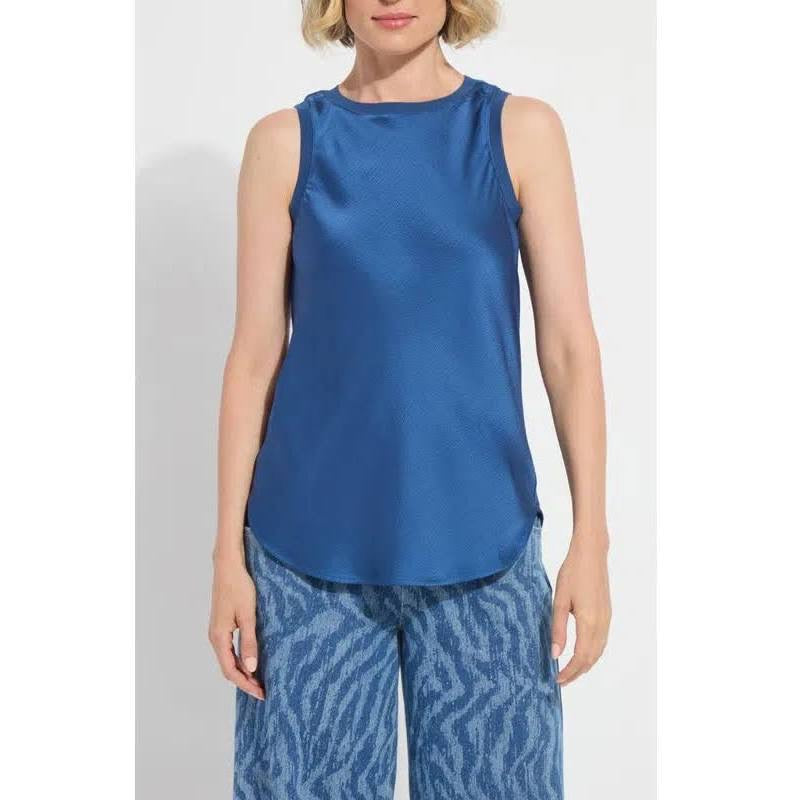 Lysse mix-media tank top for women featuring a stylish layered design and comfortable fit, shown on a model.