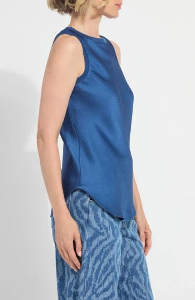Lysse Mix-Media Tank Top for women, sleeveless tops with a layered fabric design, shown in a casual front view.